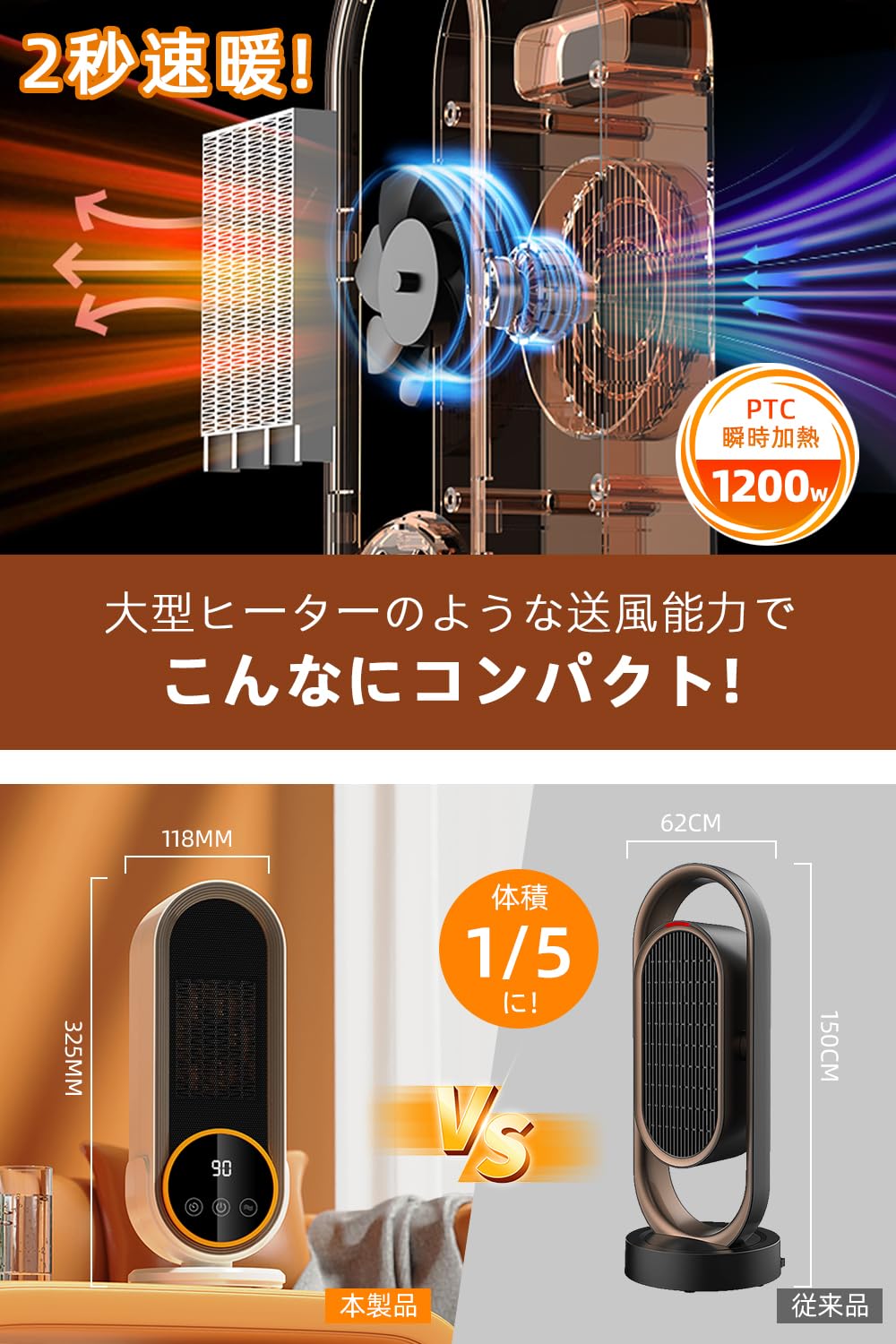 定価3万！セラミックヒーター【2025冬新登場】 小型 速暖 電気ファンヒーター Amazon | セラミックヒーター 小型【2025新登場 3秒速暖】電気ストーブ